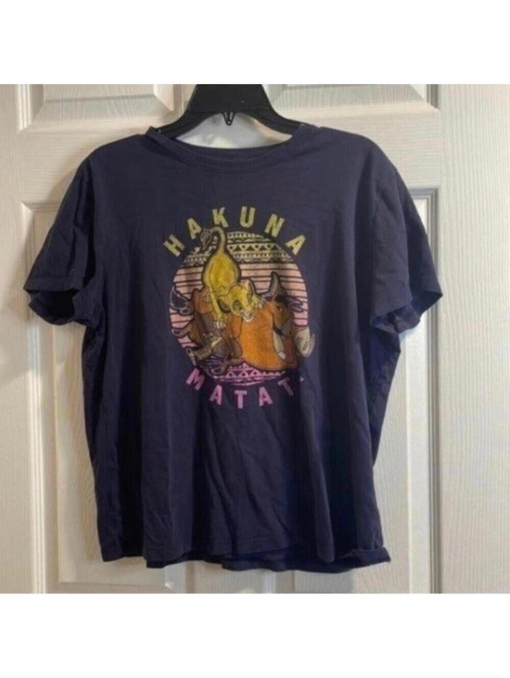Disney blue lion king hakuna Matata graphic characters shirt  tee tshirt